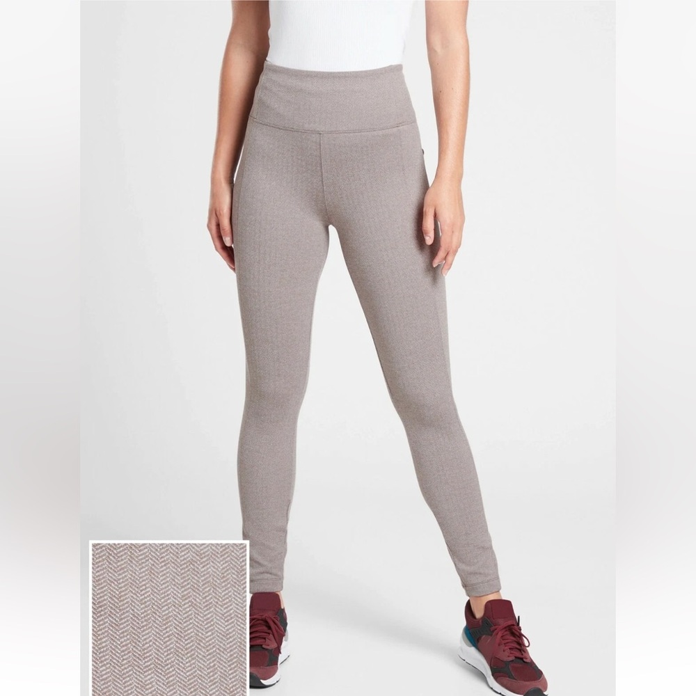Athleta Delancey Herringbone Tights Light Asphalt Size Small